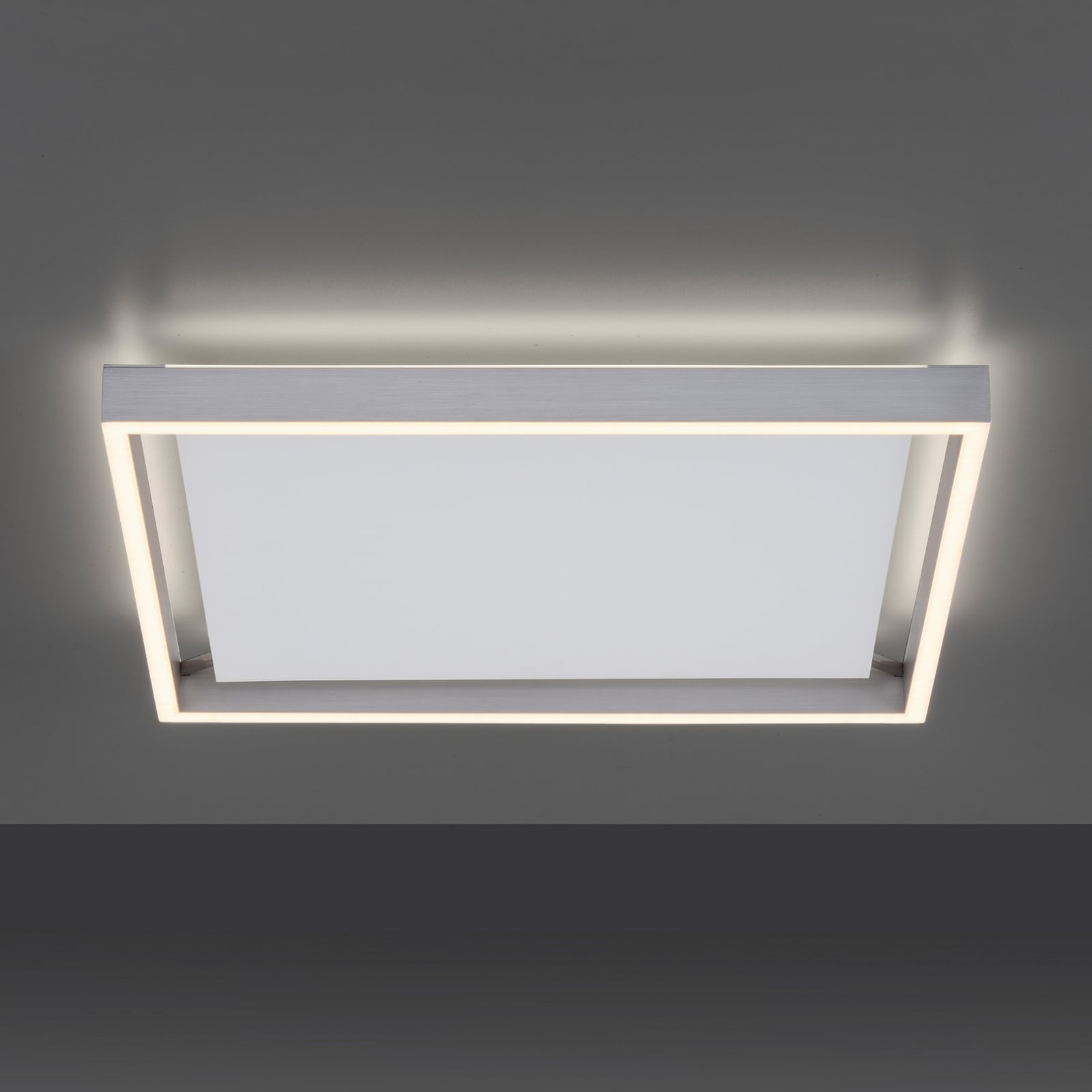 LED taklampe Q-KAAN dimbar Zigbee 45x45 cm sølv CCT forfra