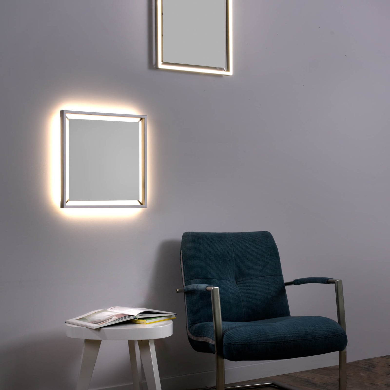 LED taklampe Q-KAAN dimbar Zigbee 45x45 cm sølv CCT nærbilde av LED-moduler
