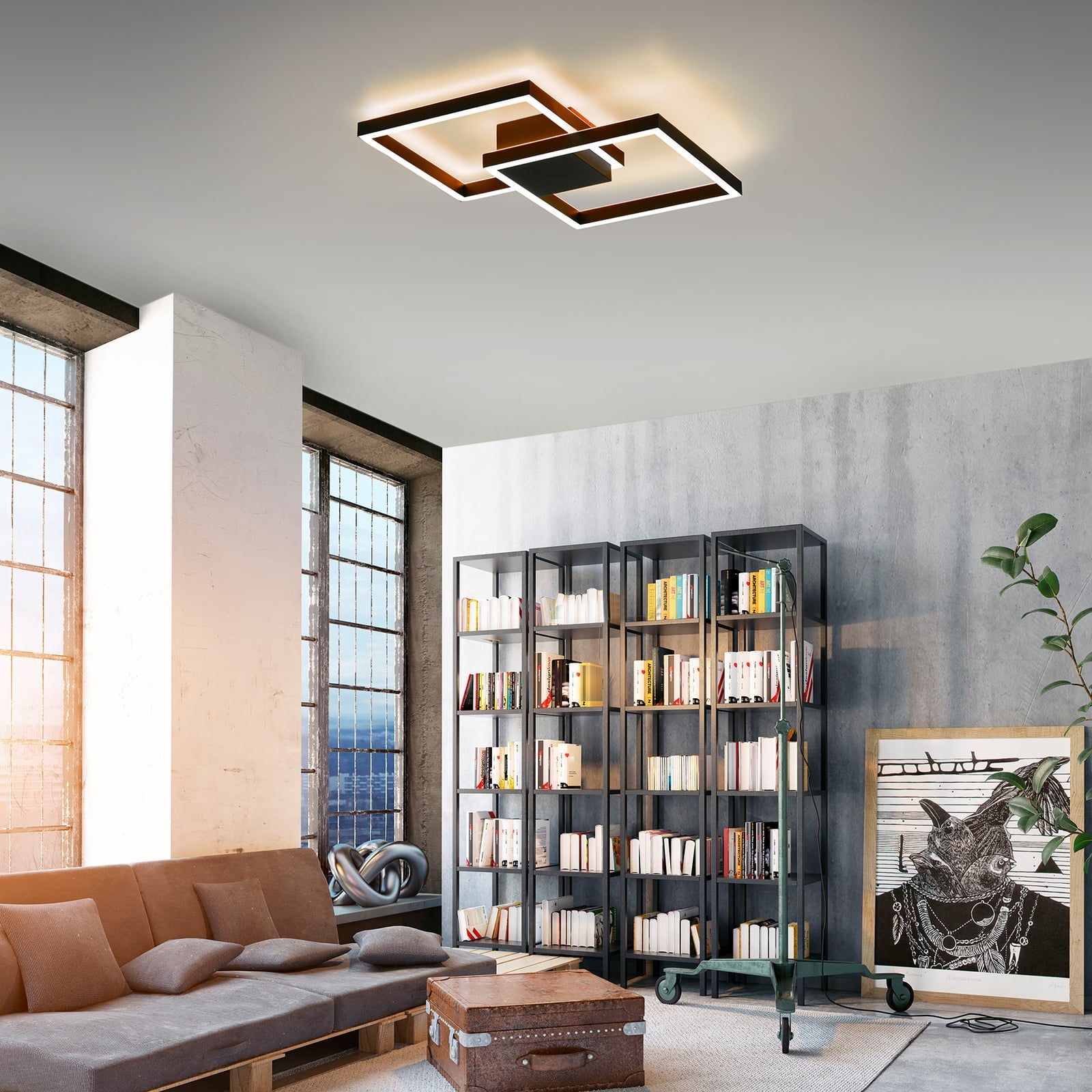 LED taklampe Q-MARKO 2-lys dimbar CCT RGB 53,5 cm svart bakside