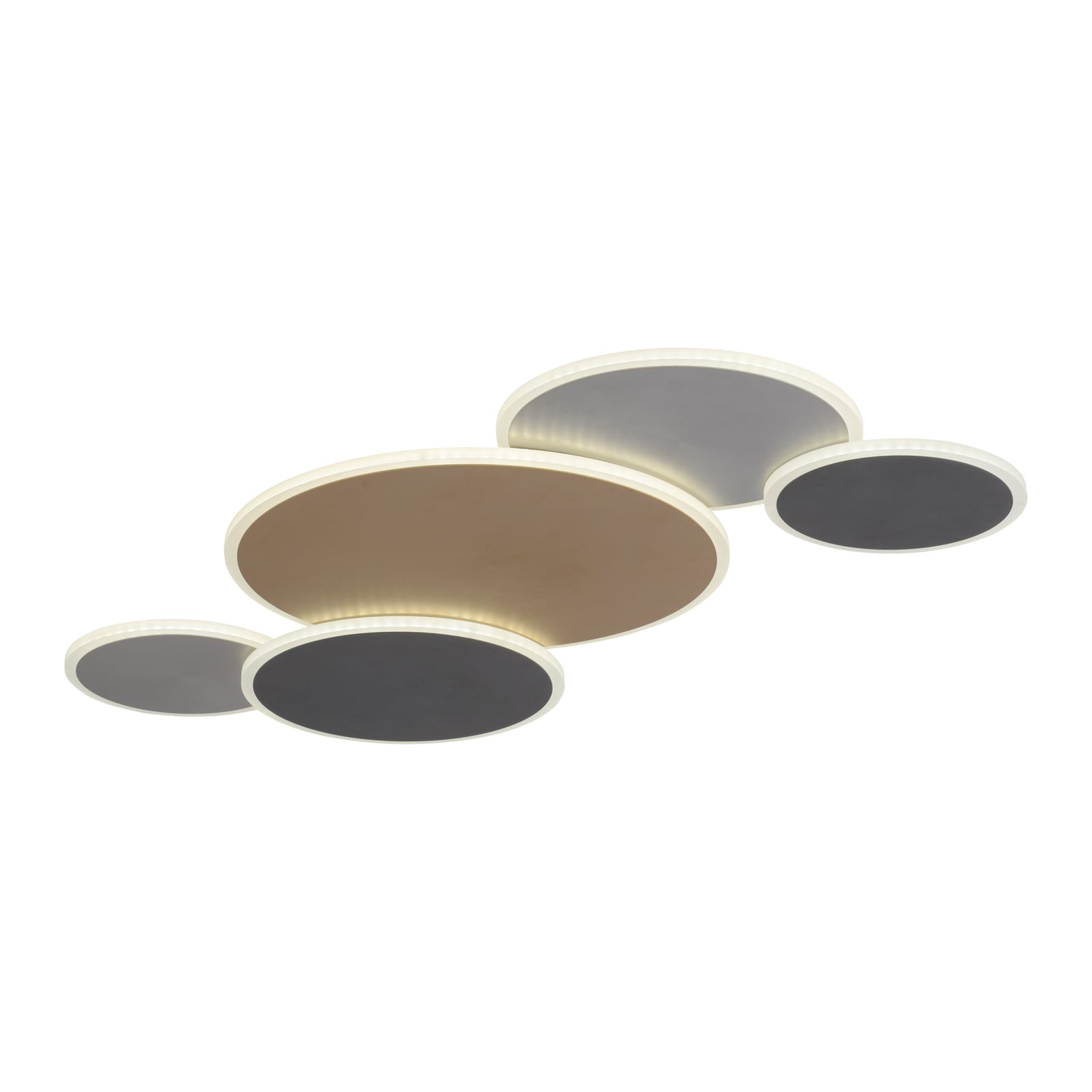 LED taklampe Q-Piato 5-lys dimbar CCT Zigbee detalj av metallrunder