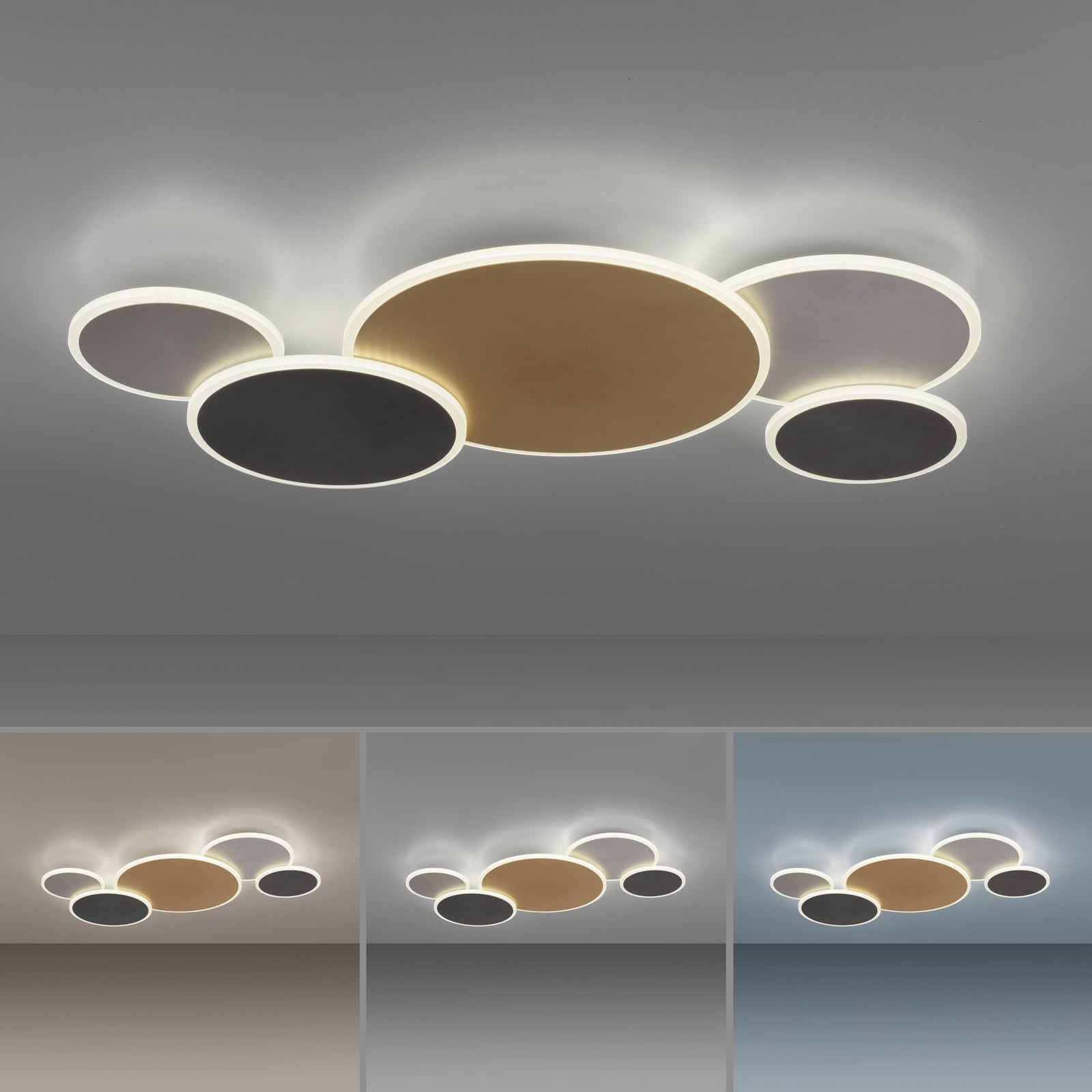 LED taklampe Q-Piato 5-lys dimbar CCT Zigbee sideprofil