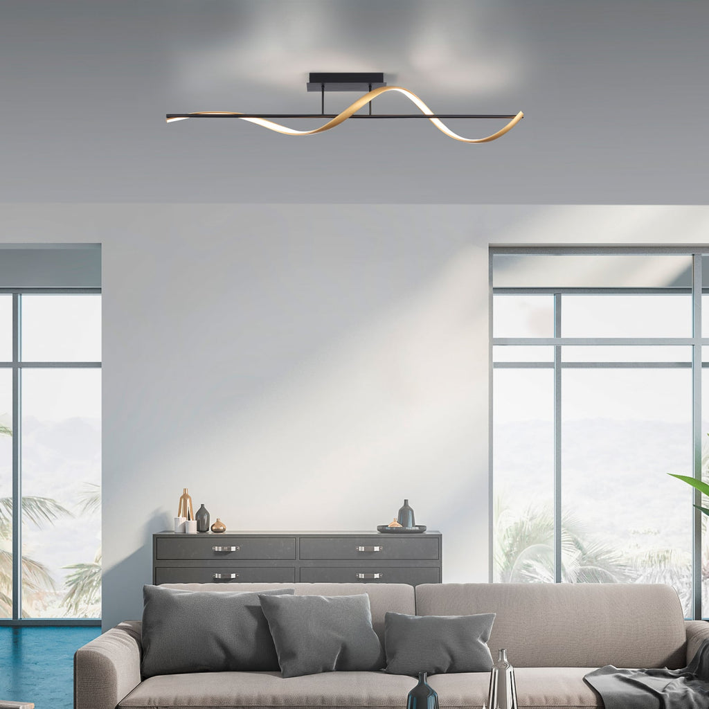 LED taklampe Q-Swing antrasitt/messing bakside
