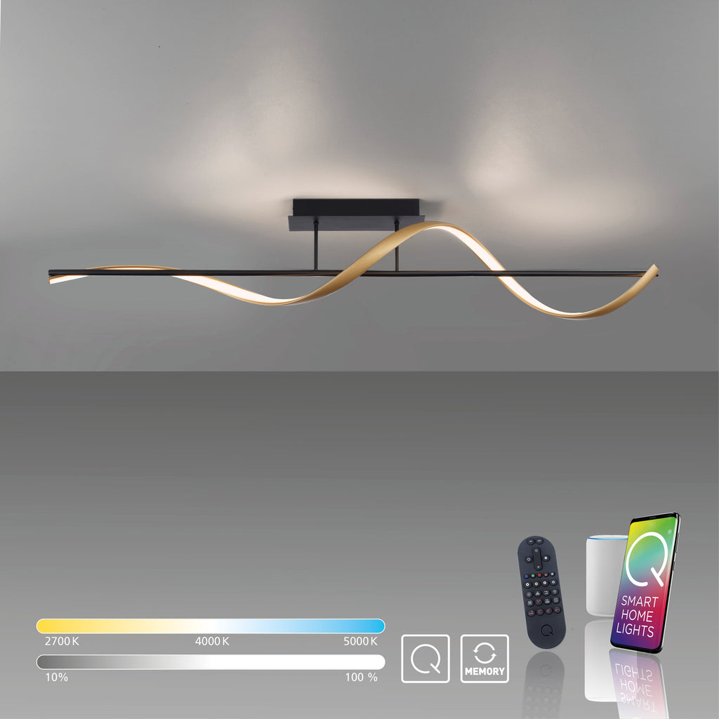 LED taklampe Q-Swing antrasitt/messing lysdetalj