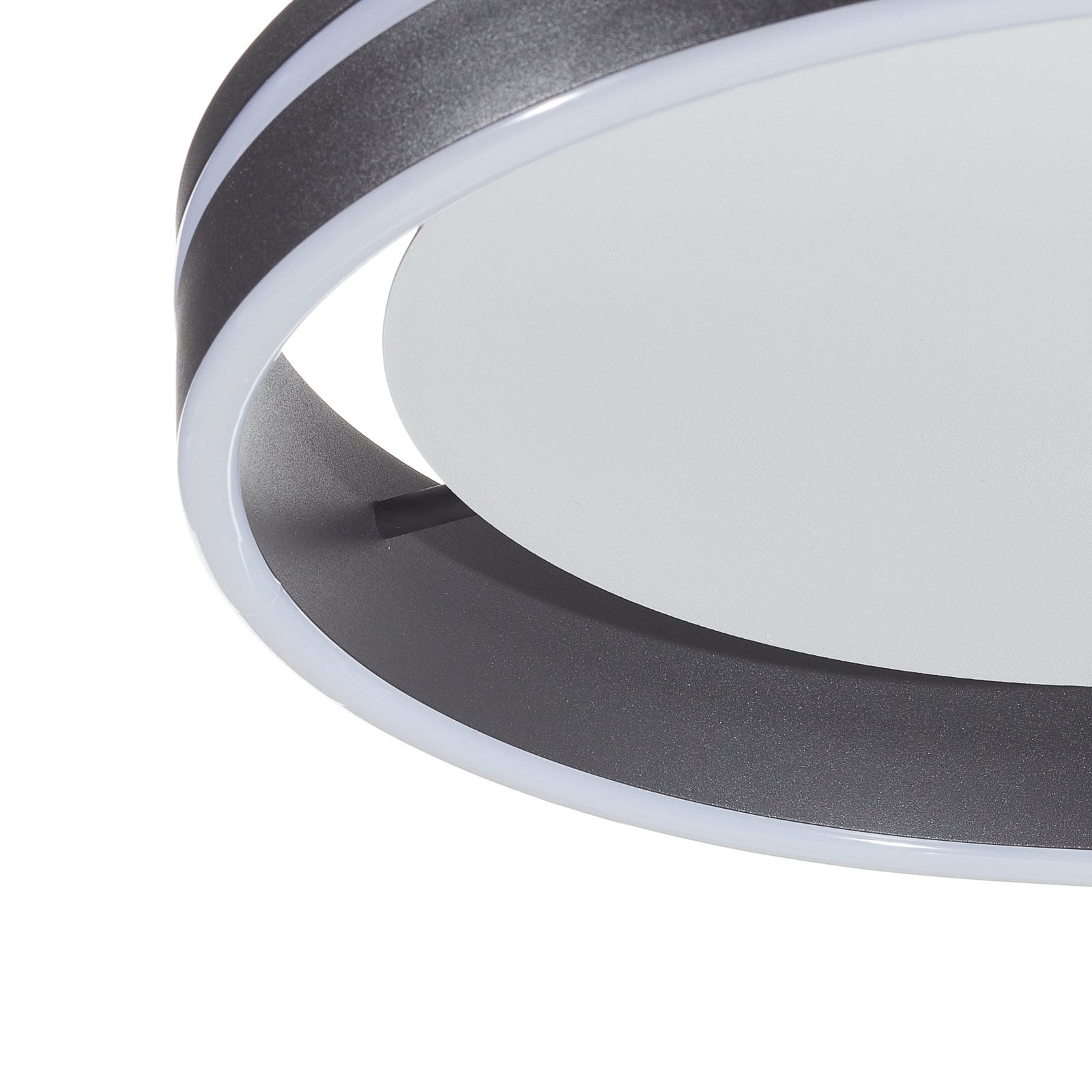 LED taklampe Q-VITO dimbar Zigbee antrasitt Ø40 cm nærbilde av lys