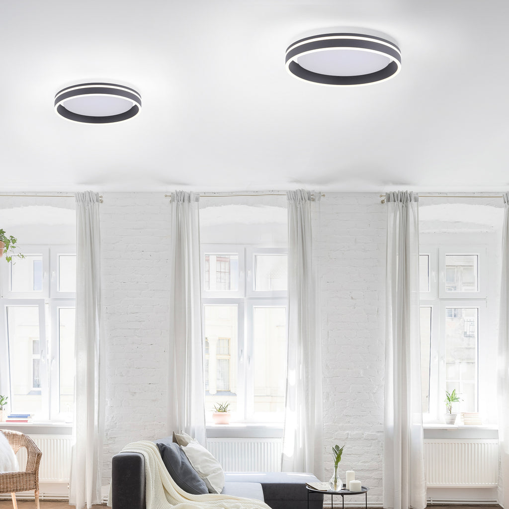LED taklampe Q-VITO dimbar Zigbee antrasitt Ø40 cm lysmodus universal hvit
