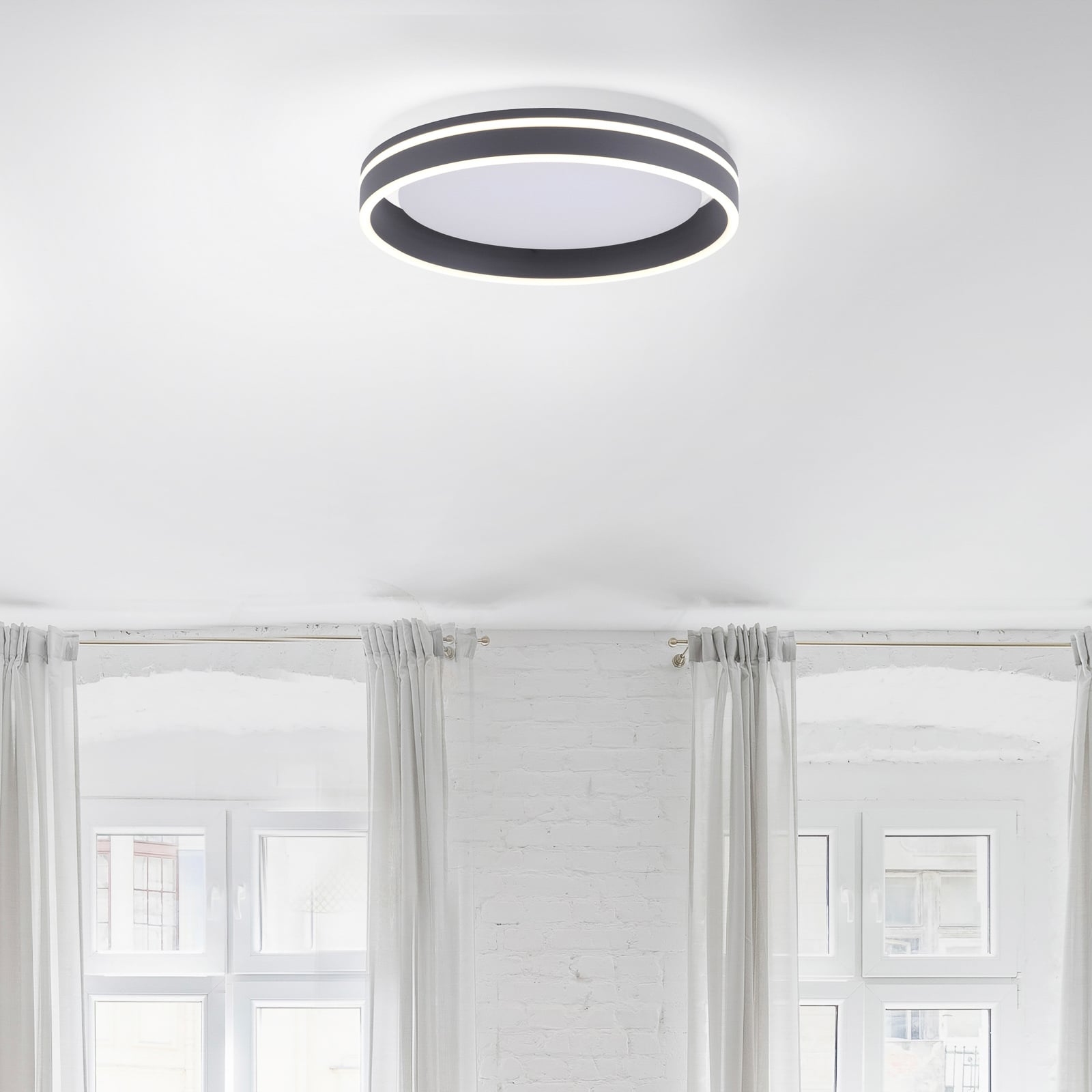 LED taklampe Q-VITO dimbar Zigbee antrasitt Ø40 cm lysmodus varm hvit