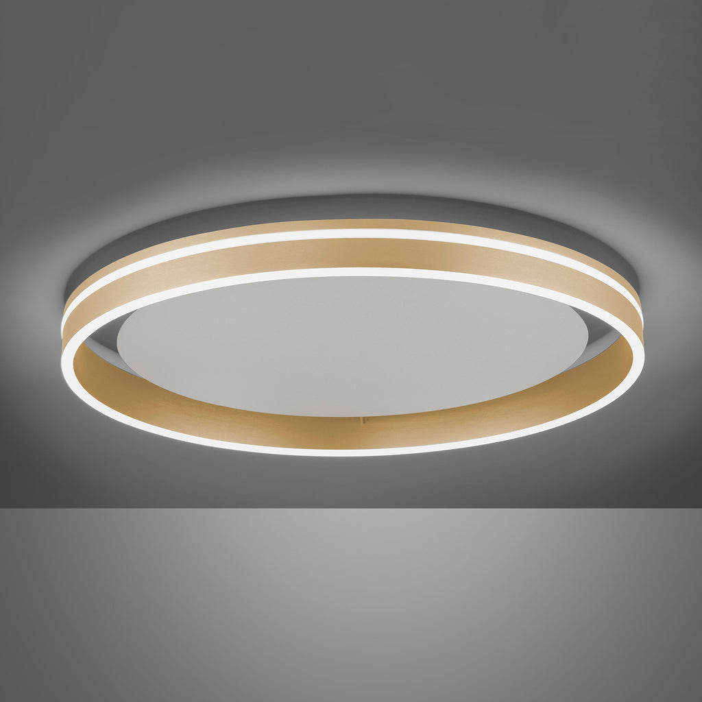 Montert LED taklampe Q-VITO ringformet CCT Ø60 cm messing i rom