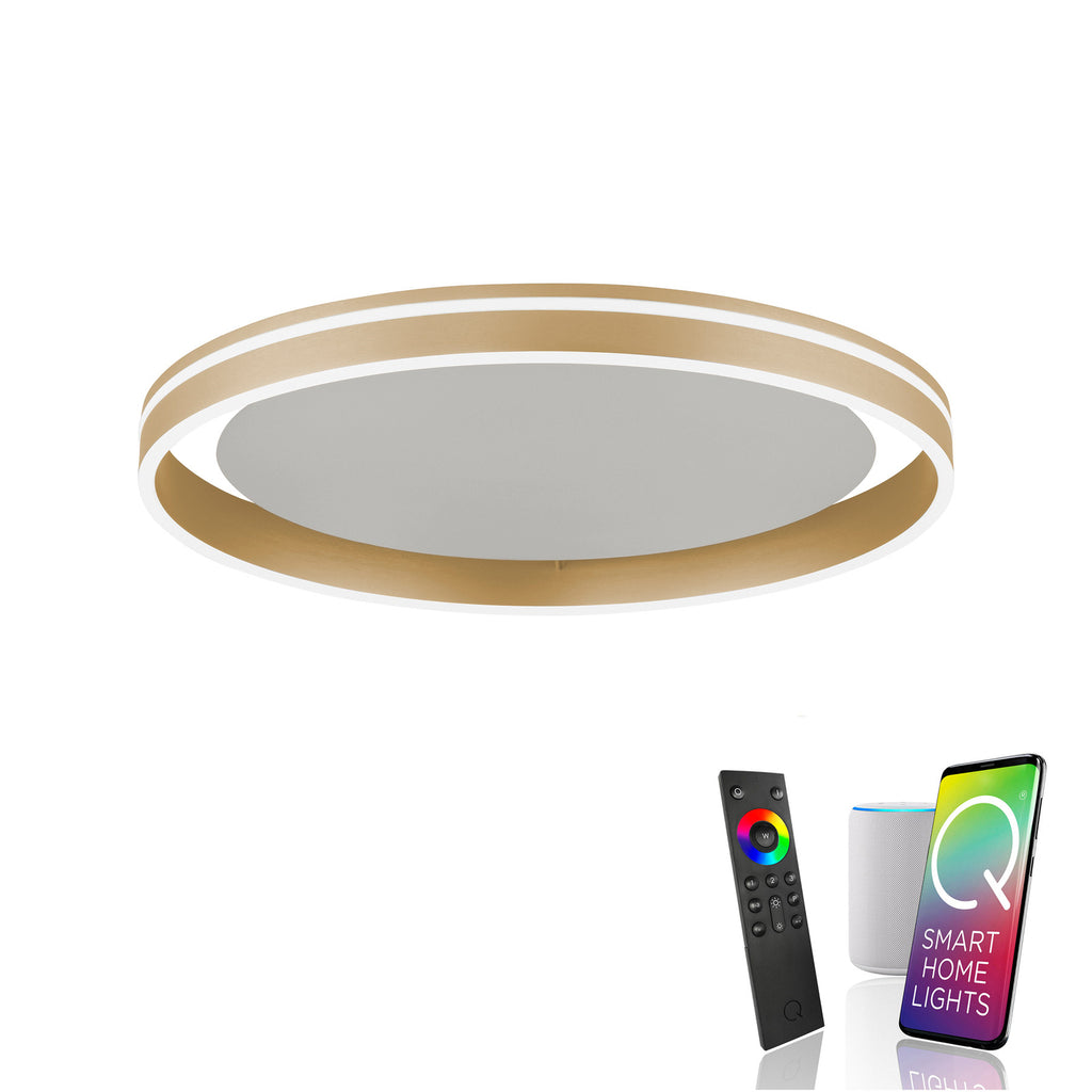 LED taklampe Q-VITO ringformet CCT Ø60 cm messing med matt overflate