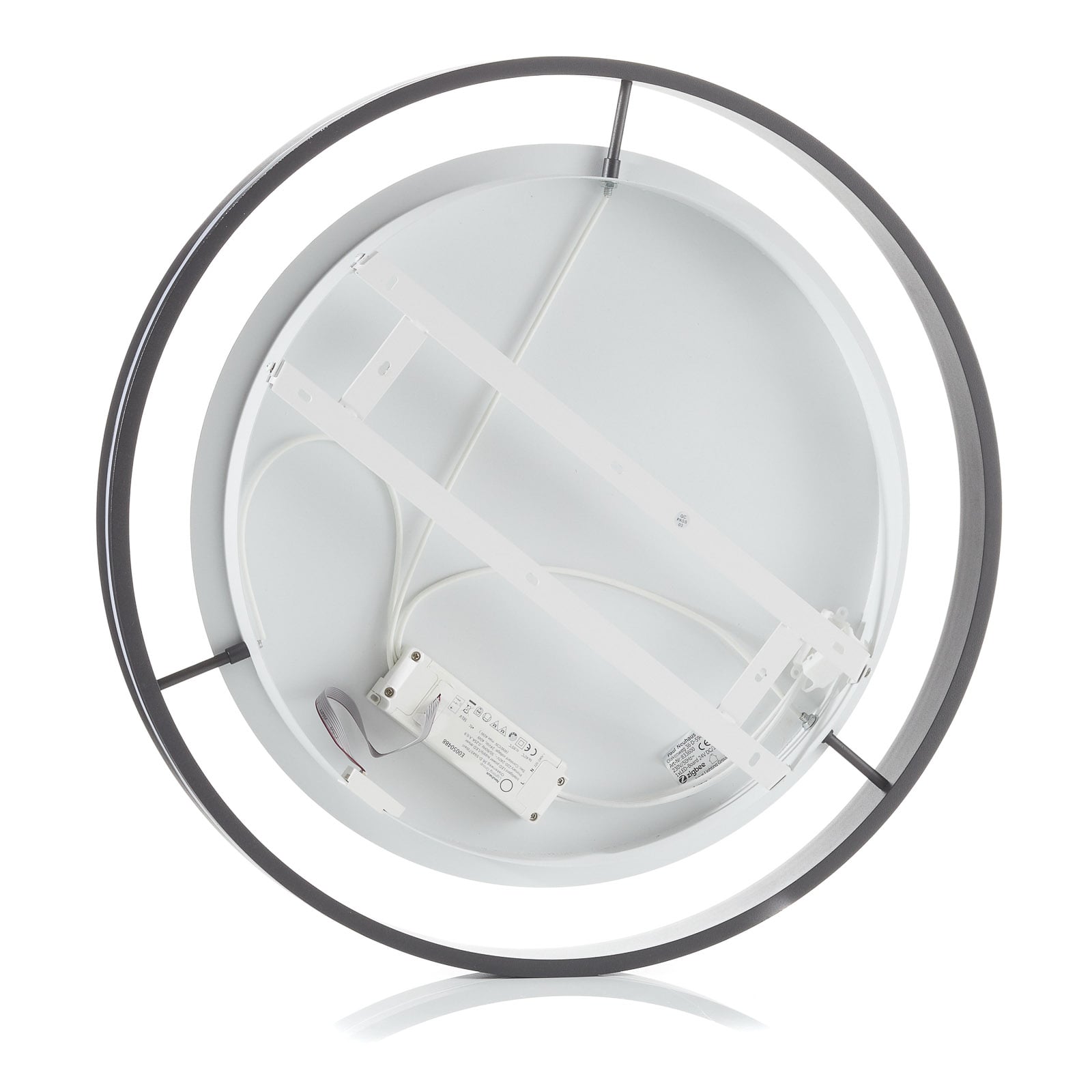 LED taklampe Q-VITO rund Ø59 cm antrasitt dimbar CCT ZigBee kompatibilitet