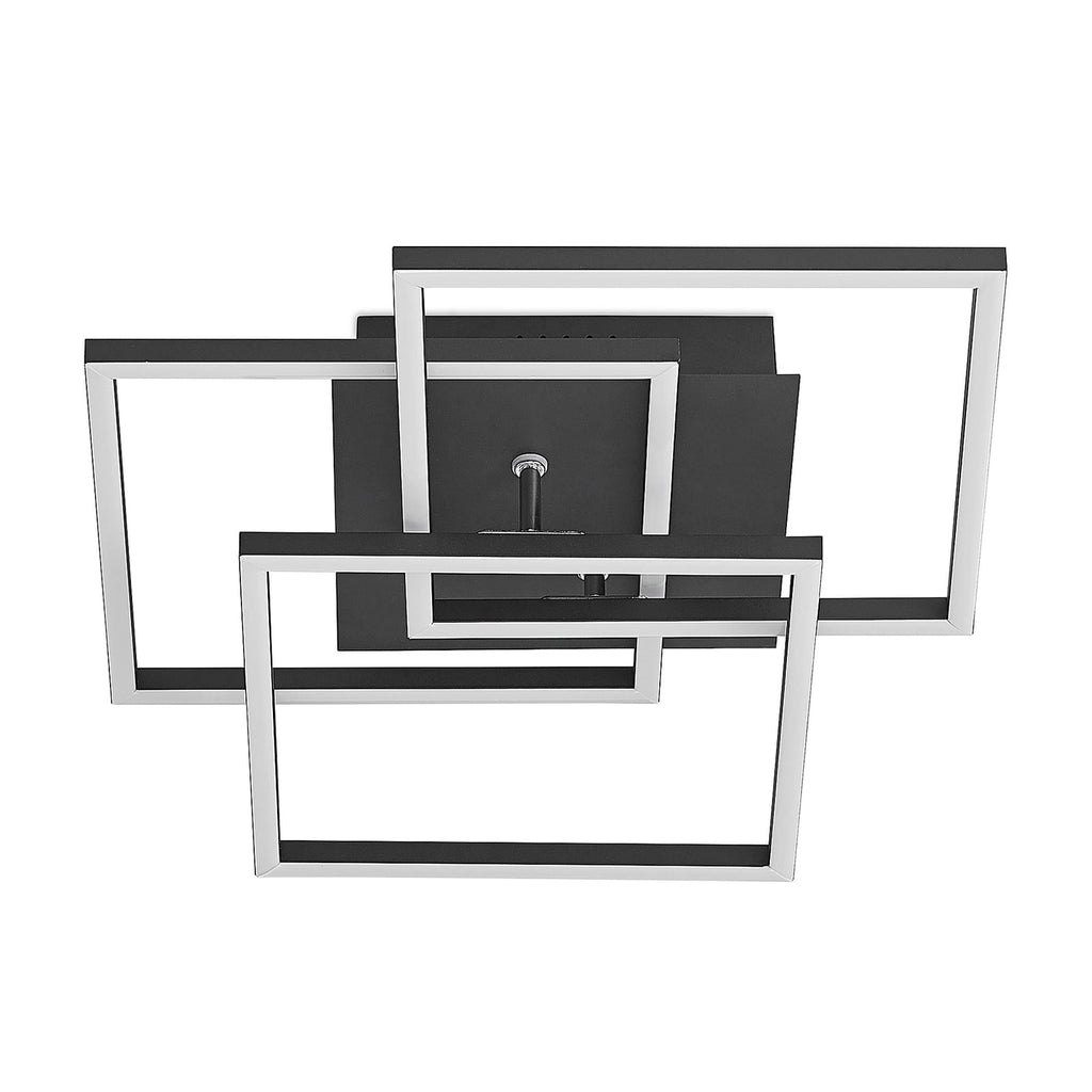 LED taklampe Quiana CCT dimbar svart 42x42 cm detalj av fjernkontroll