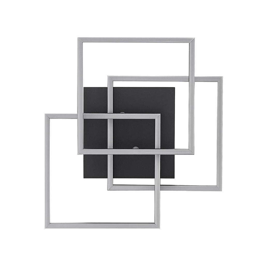 LED taklampe Quiana CCT dimbar svart 42x42 cm fjernkontroll i bruk
