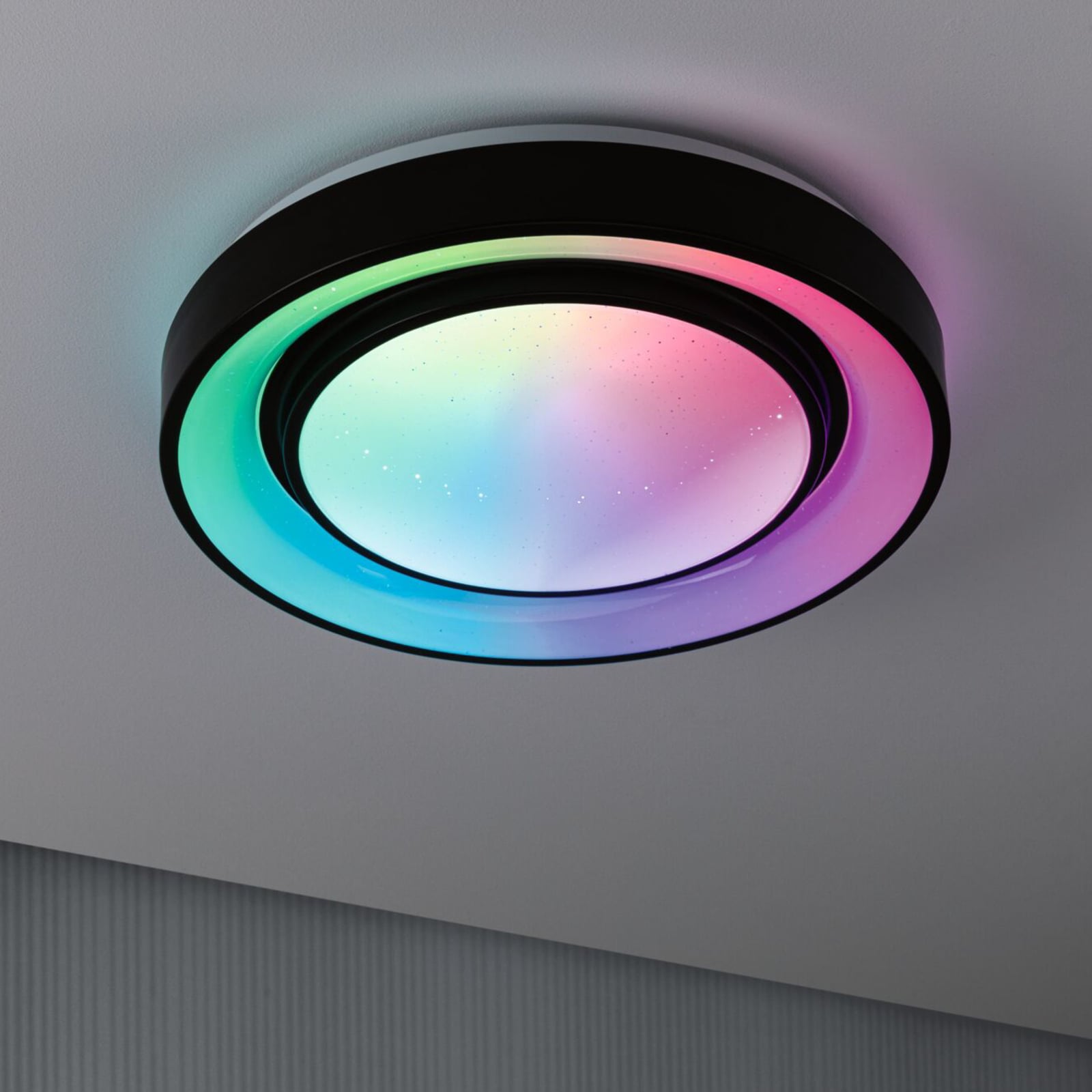 LED taklampe Rainbow RGBW med fjernkontroll svart Ø37 cm fjernkontroll