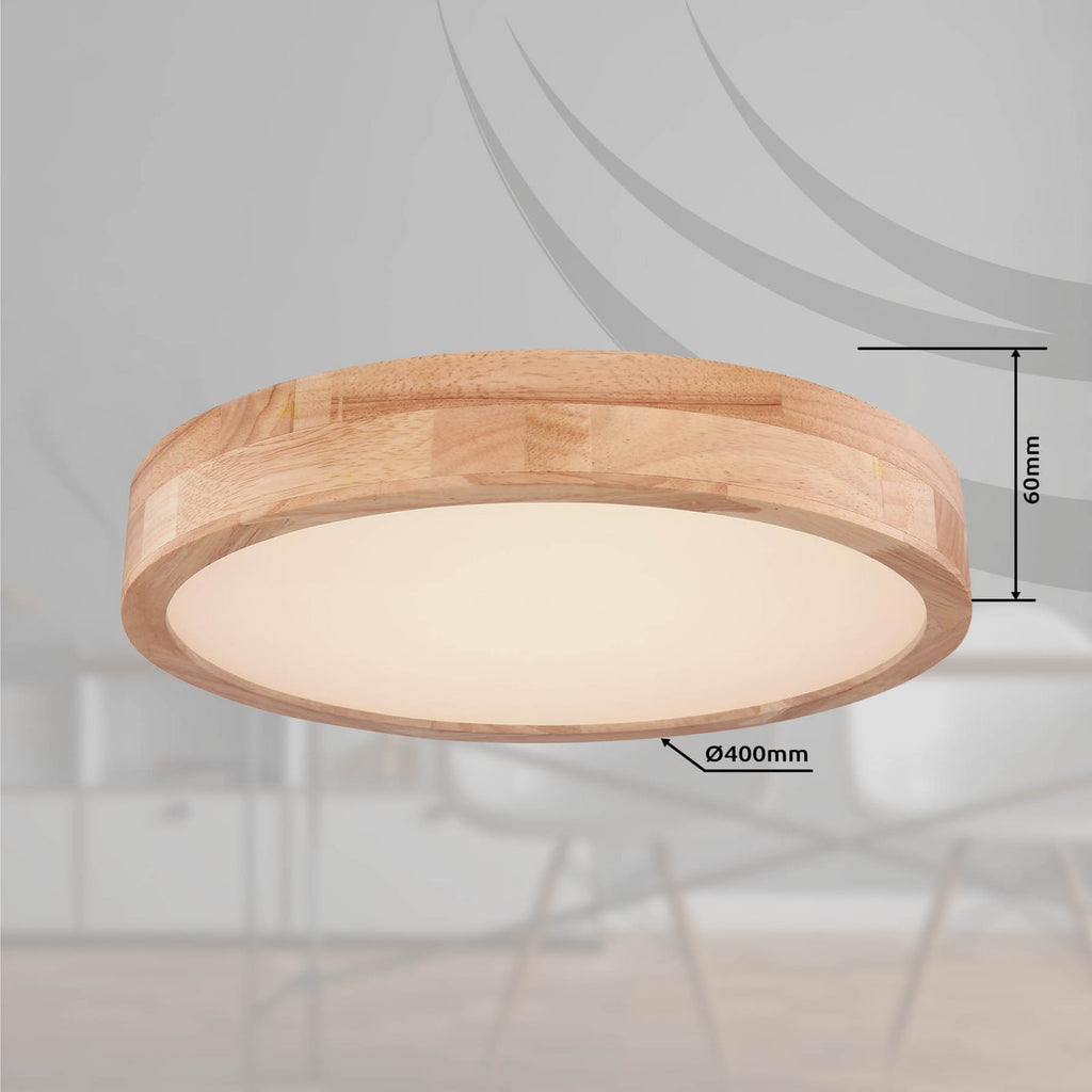 LED taklampe Rainer Ø40 cm CCT dimbar treoptikk med fjernkontroll sideprofil