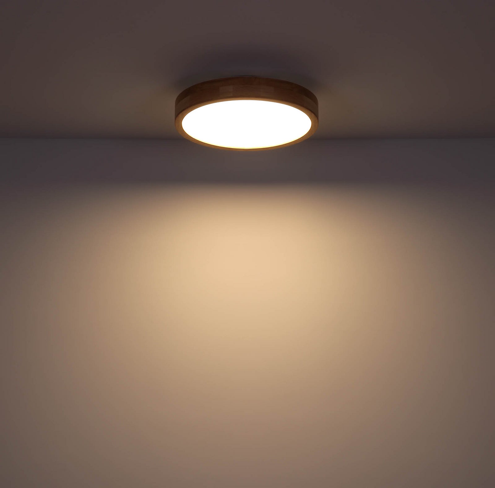 LED taklampe Rainer Ø40 cm CCT dimbar treoptikk med fjernkontroll detalj av treoptikk