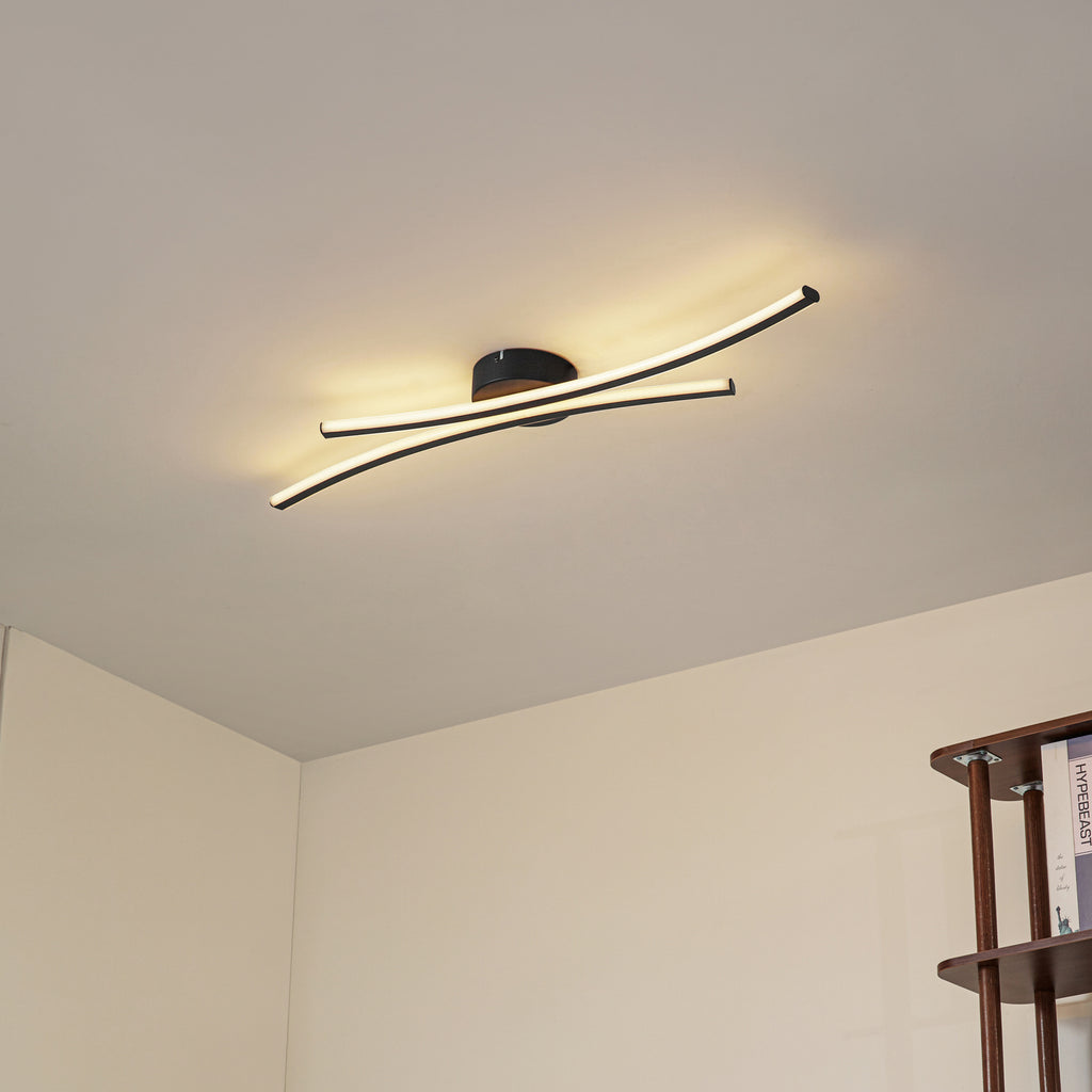 LED taklampe Ravion svart aluminium 90 cm varmhvit bakside