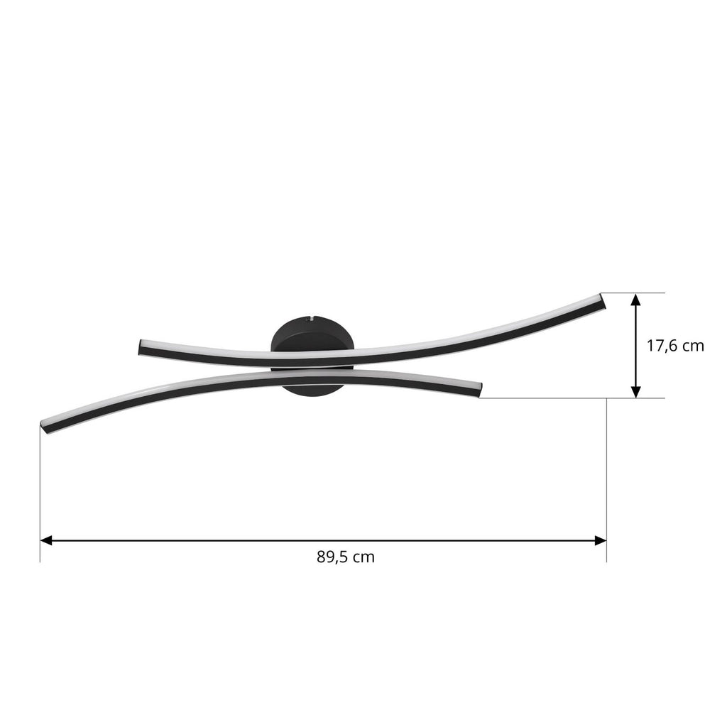 Detalj av LED taklampe Ravion svart aluminium 90 cm varmhvit