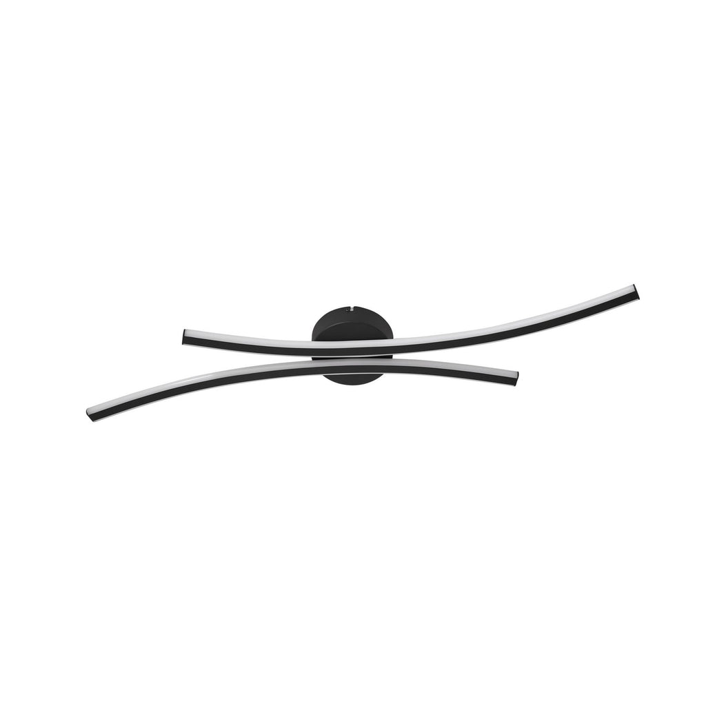 Nærbilde av LED taklampe Ravion svart aluminium 90 cm varmhvit