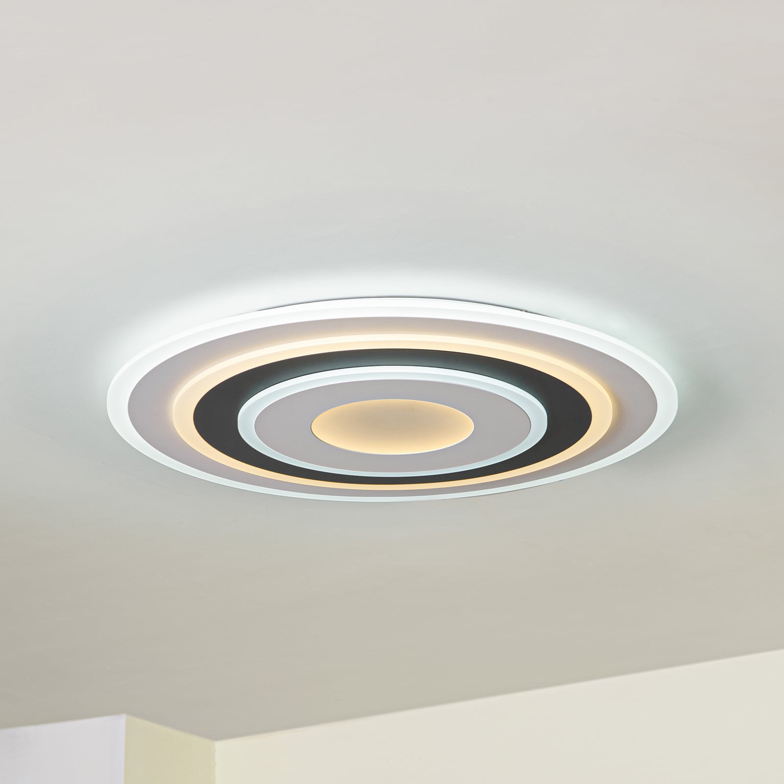 LED taklampe Rebeka dimbar CCT Ø70 cm 48W med fjernkontroll forfra