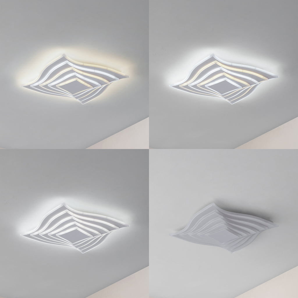 Detalj av LED taklampe Rebeka dimbar CCT 47x47 cm hvit