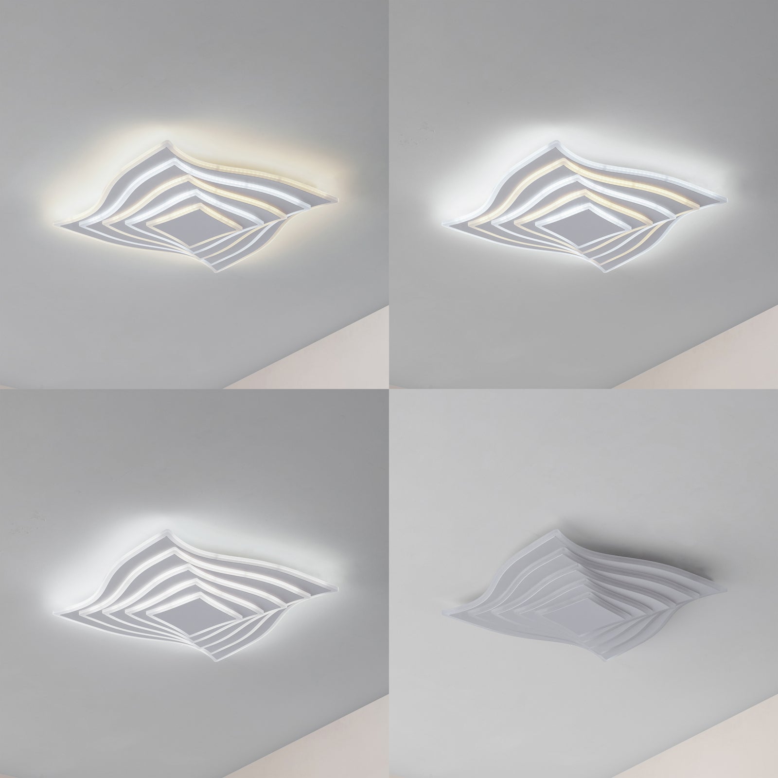 Detalj av LED taklampe Rebeka dimbar CCT 47x47 cm hvit
