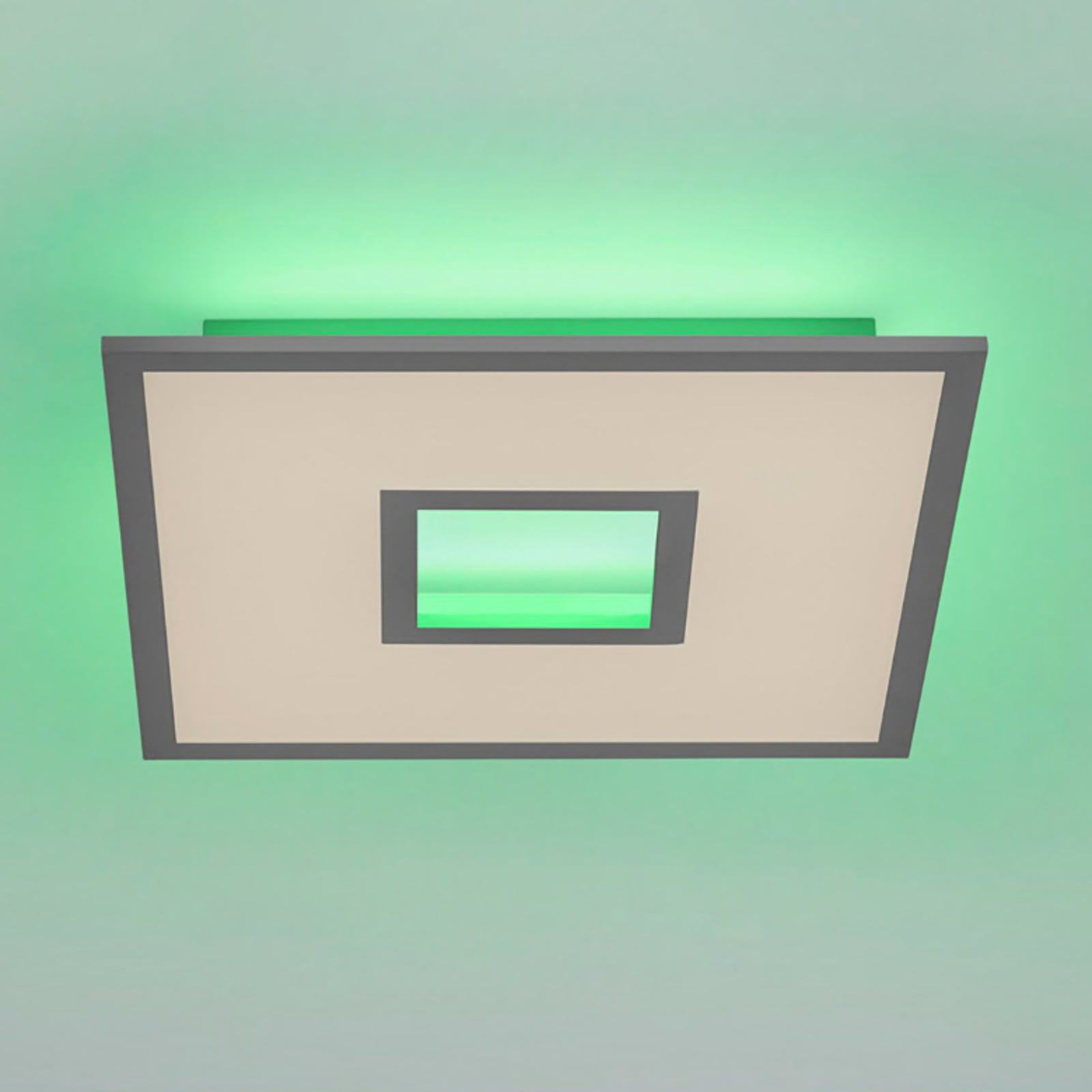 LED taklampe Recess dimbar RGBW 45x45 cm med fjernkontroll forfra