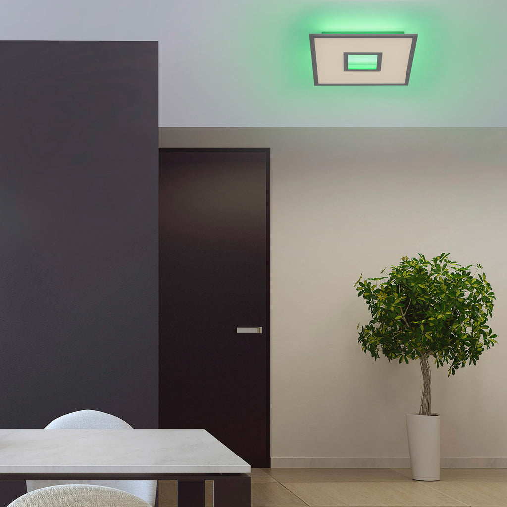 LED taklampe Recess dimbar RGBW 45x45 cm med fjernkontroll bakside