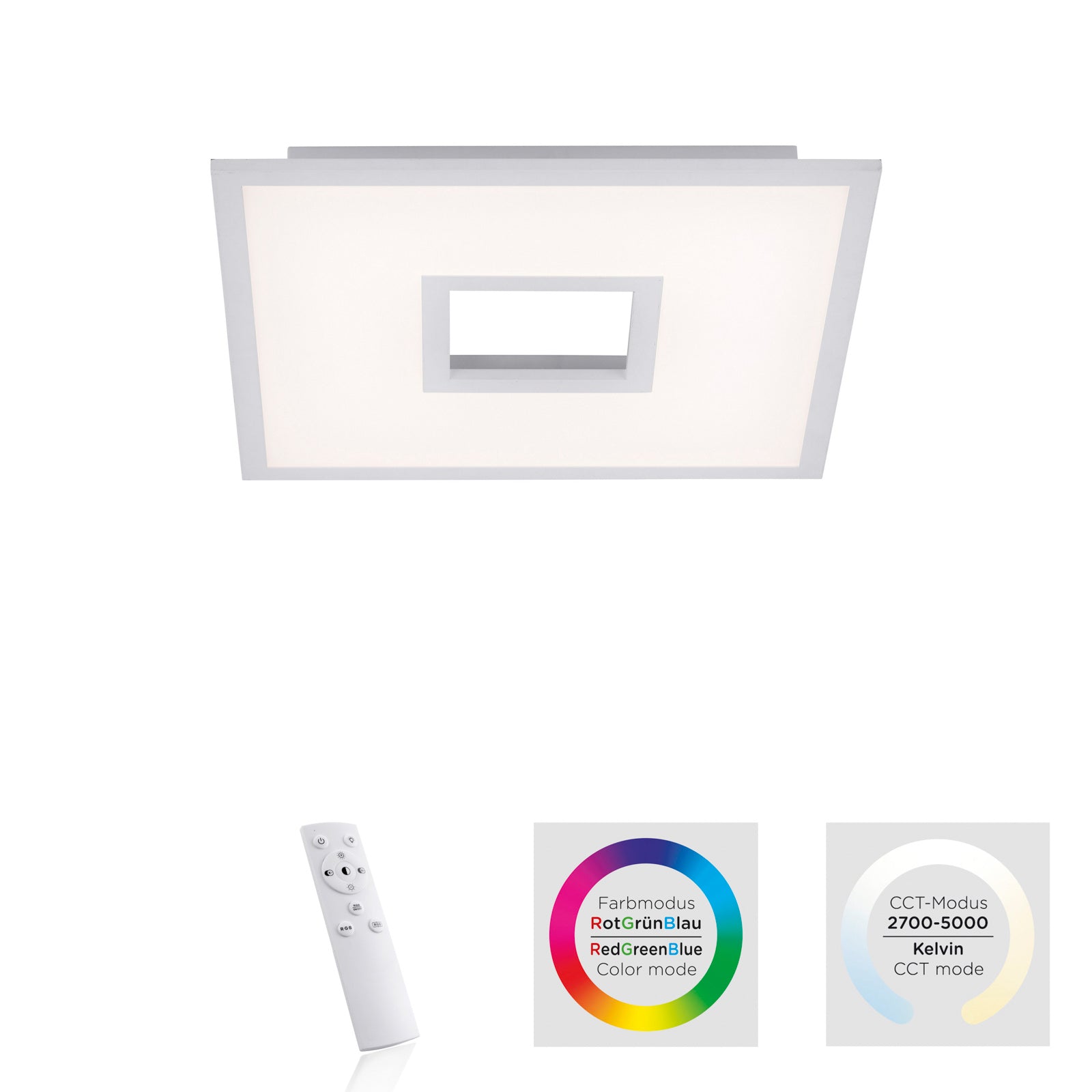 LED taklampe Recess dimbar RGBW 45x45 cm med fjernkontroll monteringsdetalj