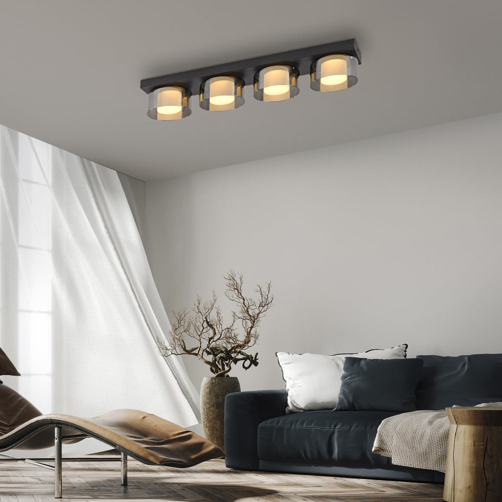 LED taklampe Rika 4-lys røykglass dimbar 70 cm bakside