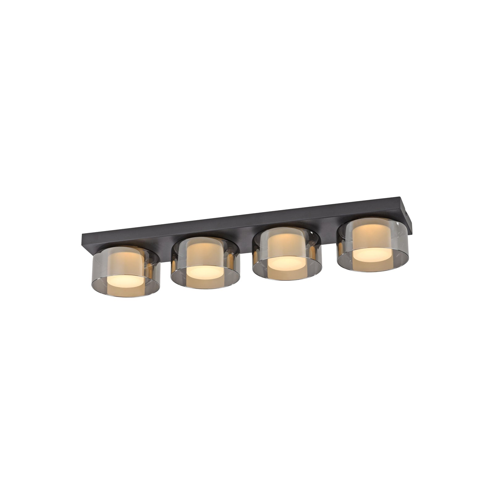 LED taklampe Rika 4-lys røykglass dimbar 70 cm detalj av glass