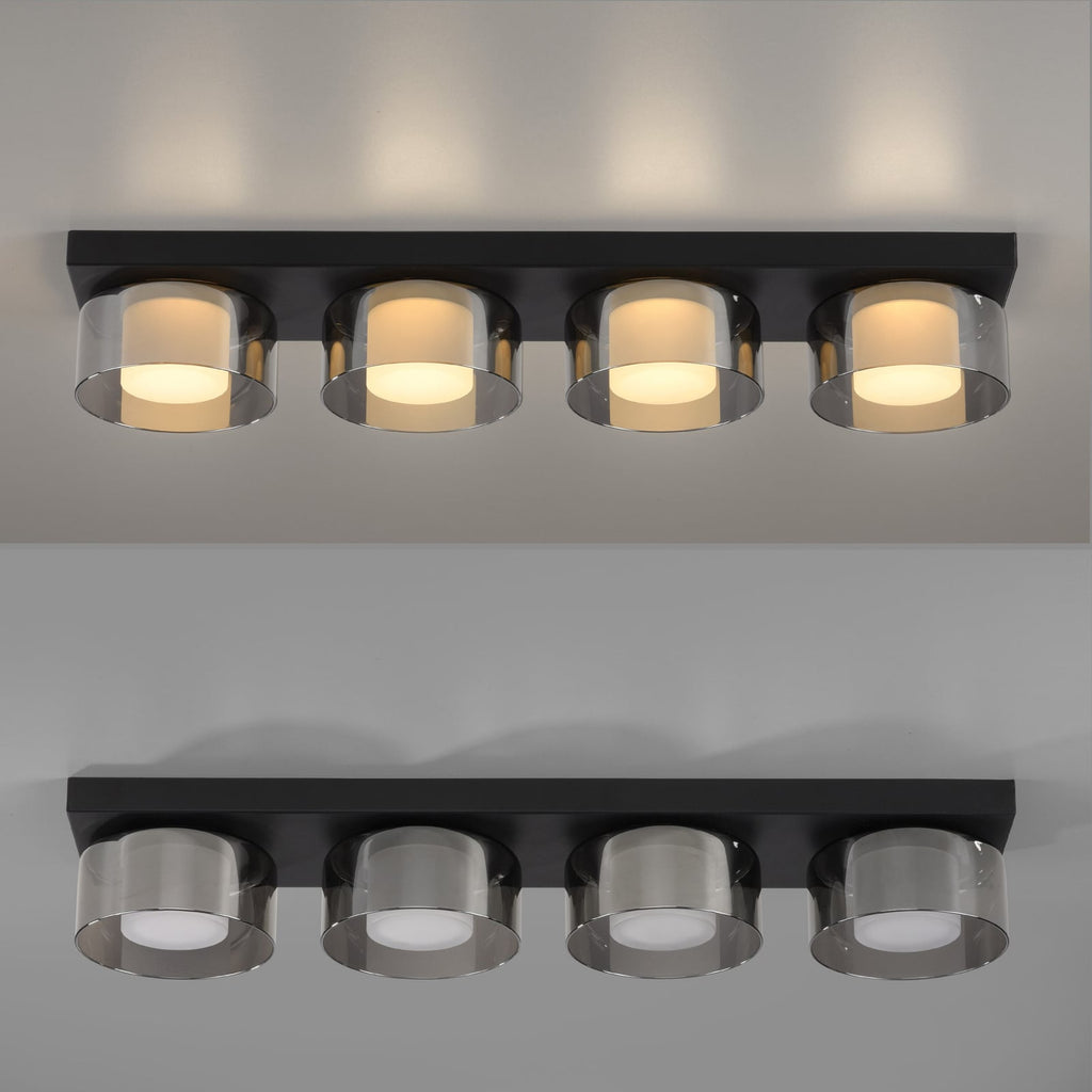 LED taklampe Rika 4-lys røykglass dimbar 70 cm oversikt