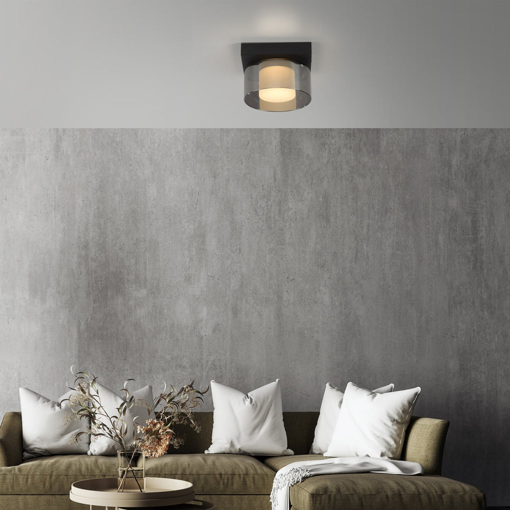 LED taklampe Rika røykglass dimbar svart 15x15 cm bakside