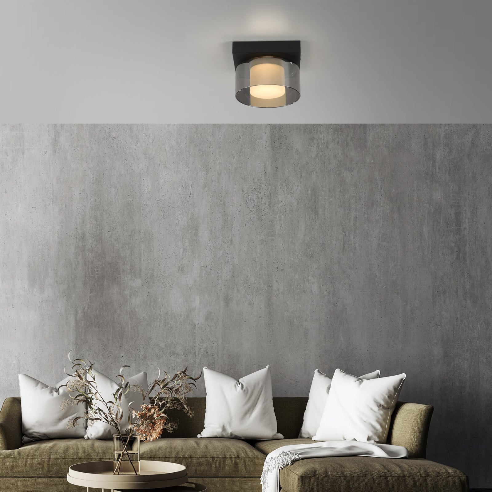 LED taklampe Rika røykglass dimbar svart 15x15 cm bakside
