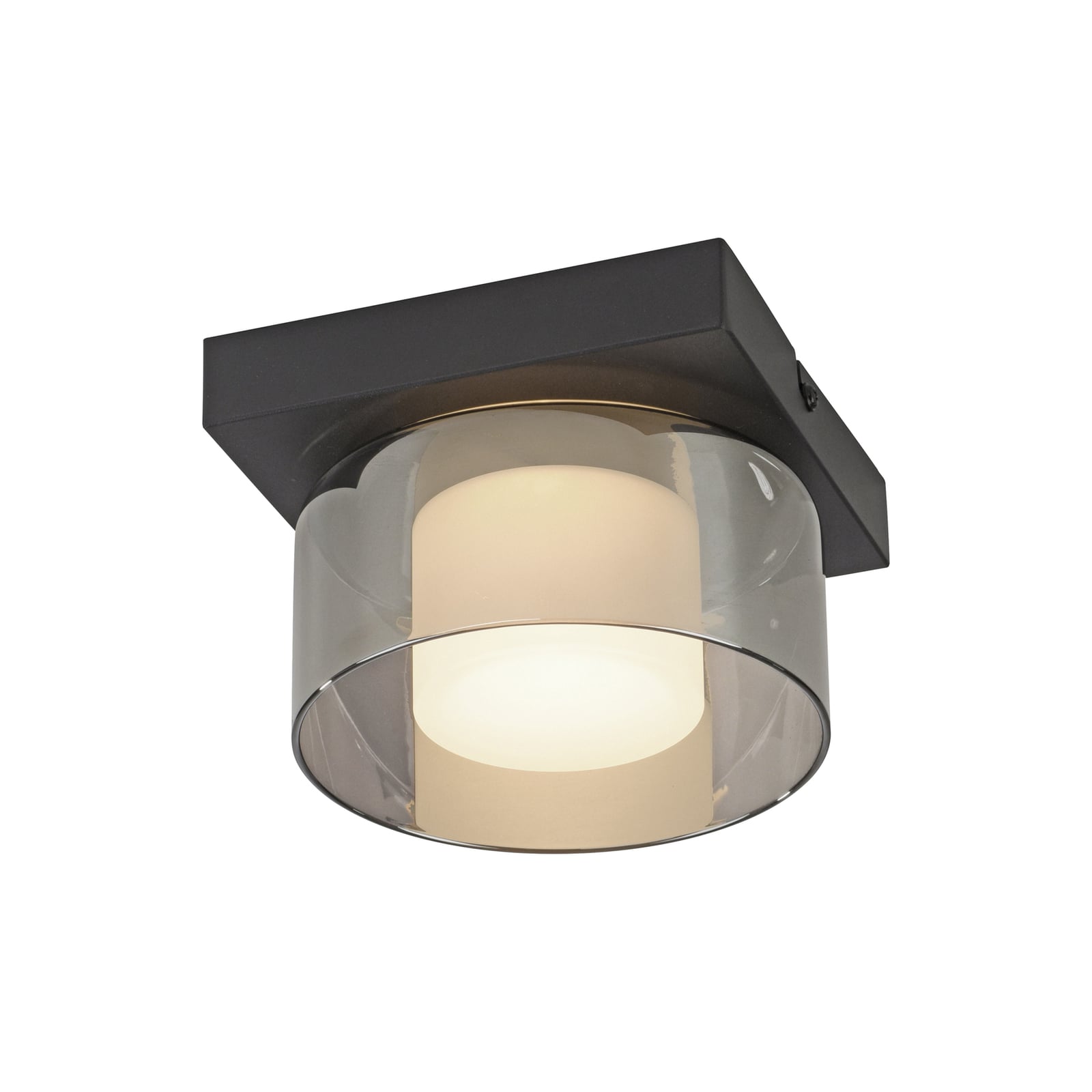 LED taklampe Rika røykglass dimbar svart 15x15 cm detalj av røykglass