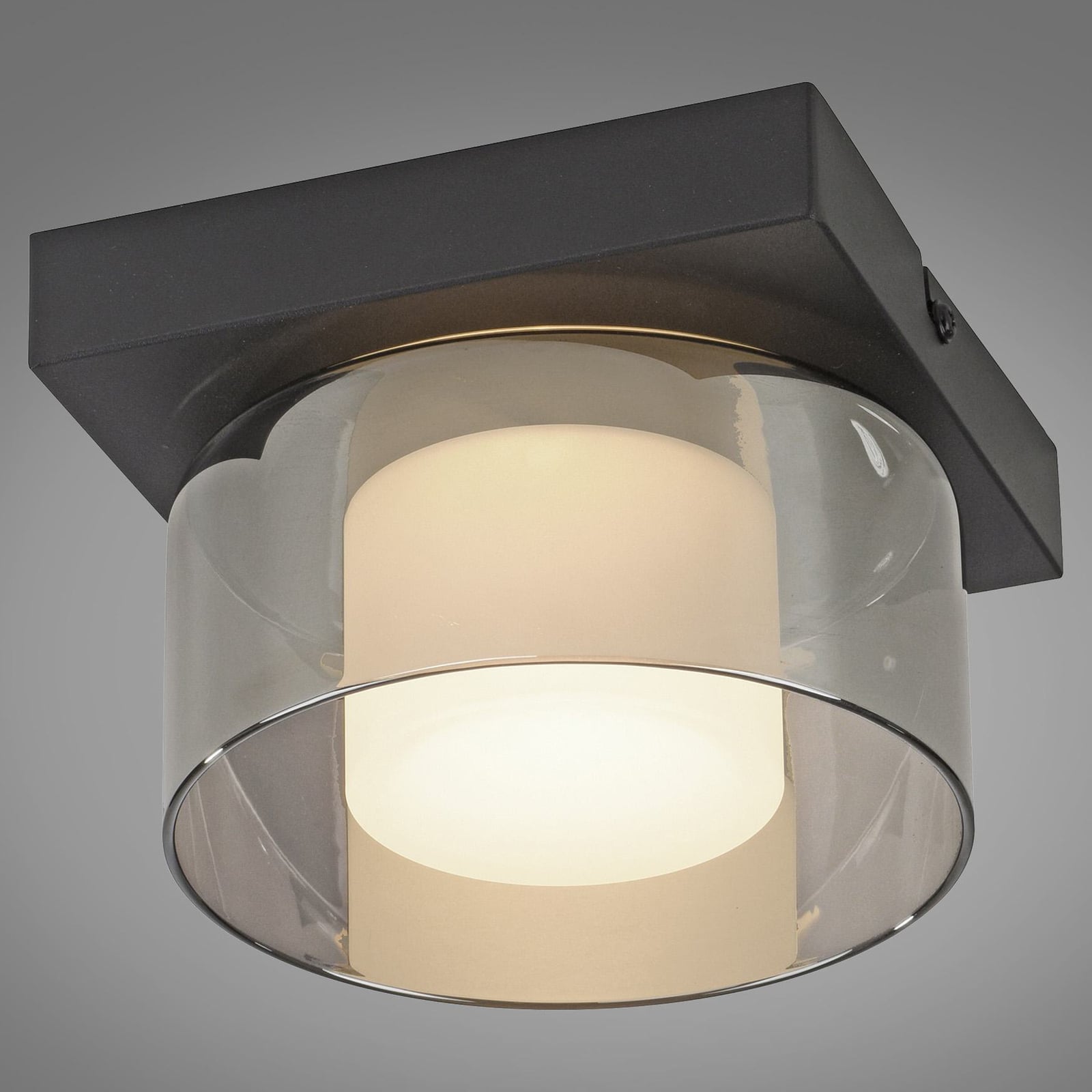 LED taklampe Rika røykglass dimbar svart 15x15 cm nærbilde av LED-lyskilden