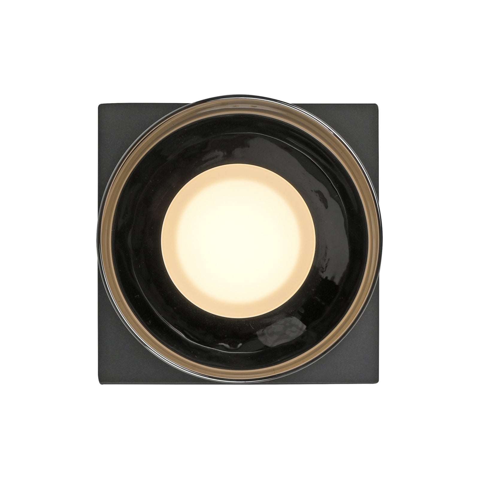 LED taklampe Rika røykglass dimbar svart 15x15 cm sidevisning