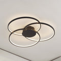 LED taklampe Riley 3-rings dimbar svart/tredekor 76 cm forfra