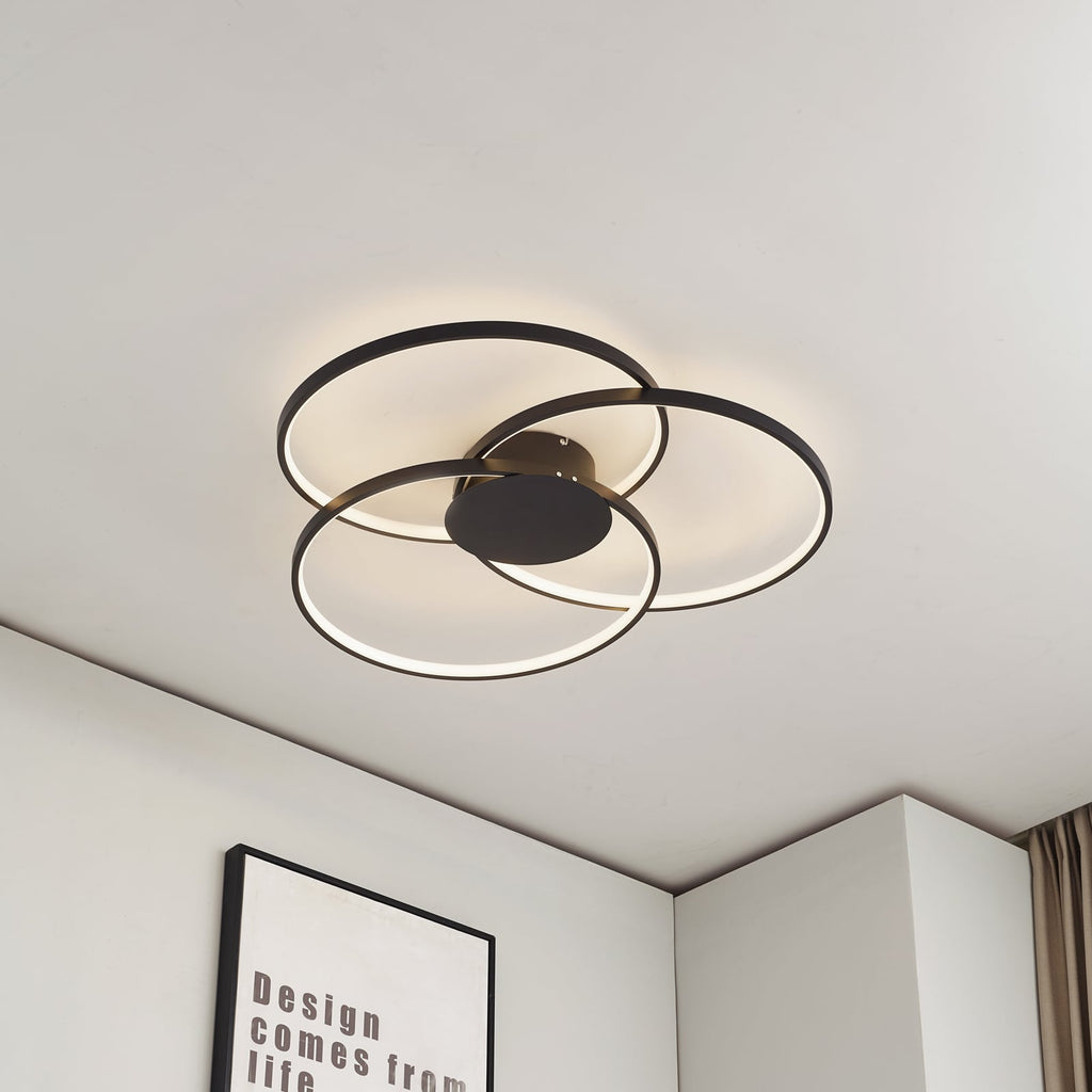 Bakside av LED taklampe Riley 3-rings dimbar svart/tredekor