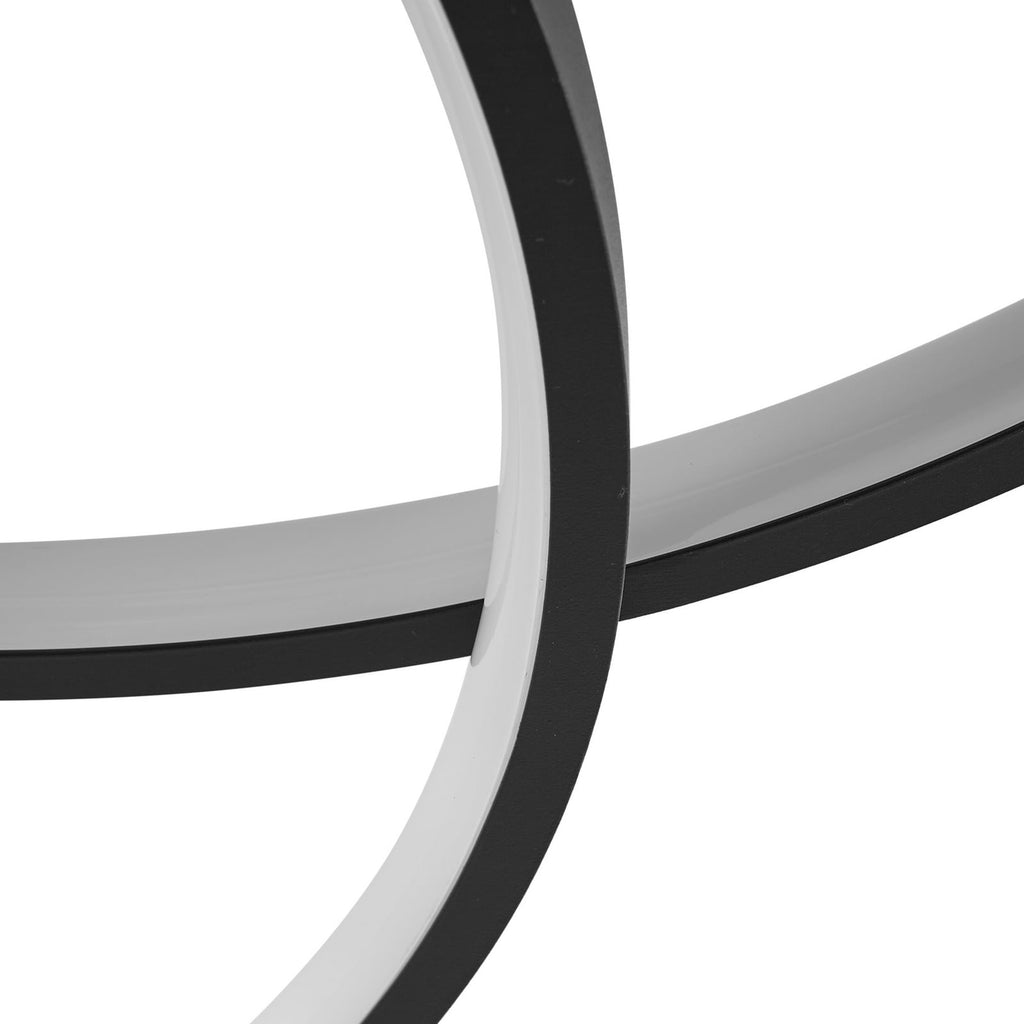 LED taklampe Riley 3-rings dimbar svart/tredekor 76 cm - Lindby