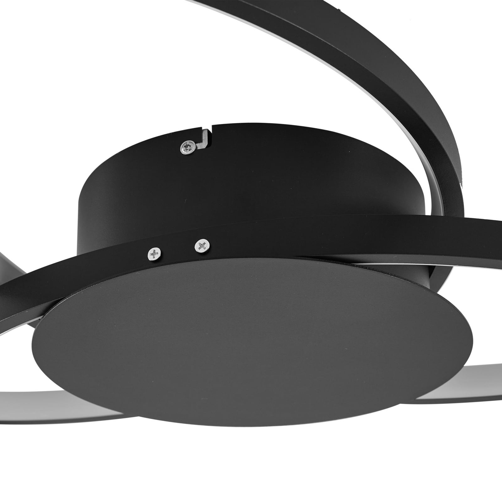 LED taklampe Riley 3-rings dimbar svart/tredekor 76 cm - Lindby
