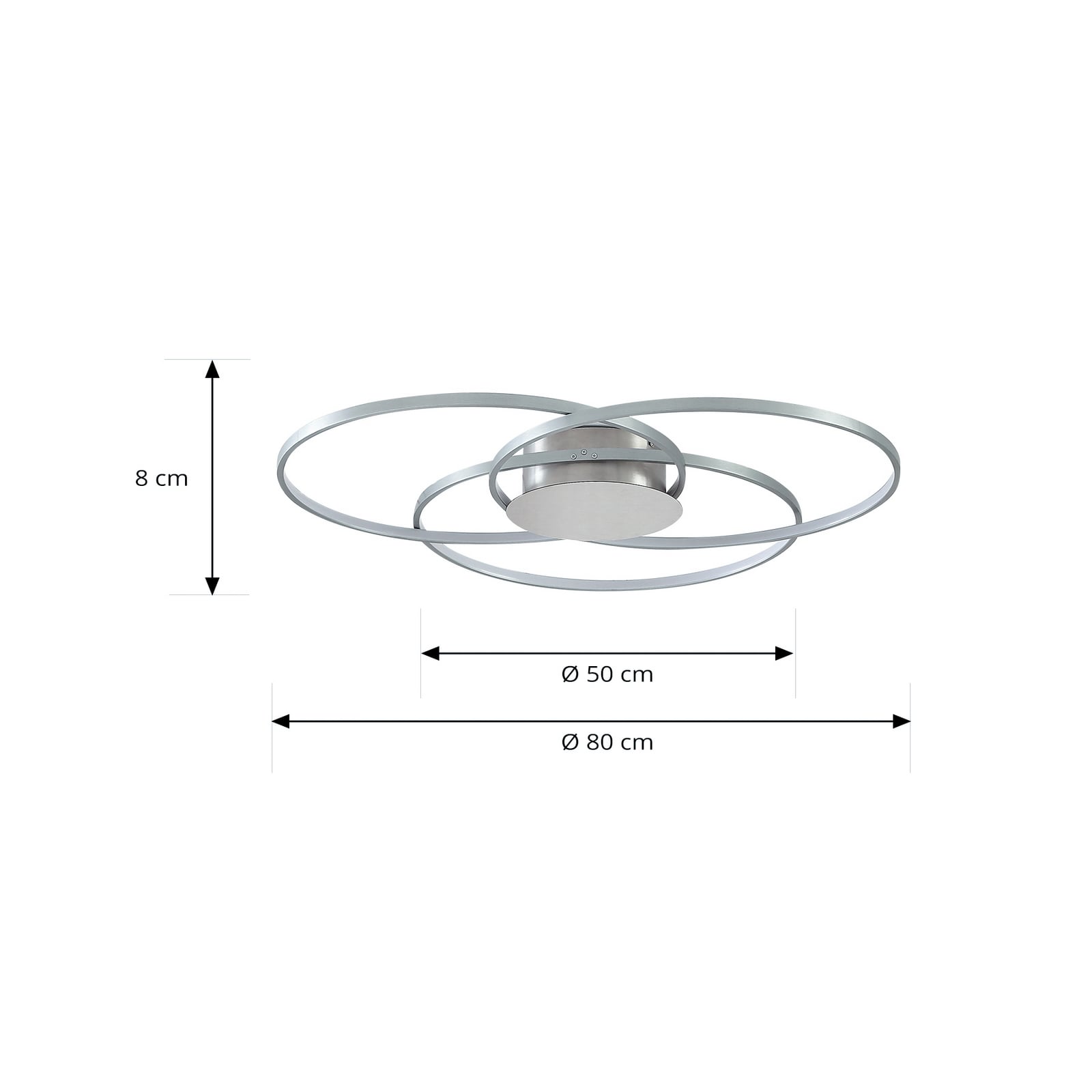 LED taklampe Riley dimbar aluminium Ø80 cm montert i rom