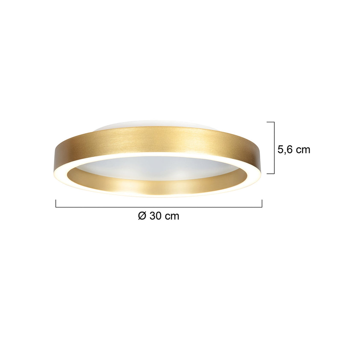 Detalj av LED taklampe Ringlux dimbar gull Ø30 cm 25W varmhvit
