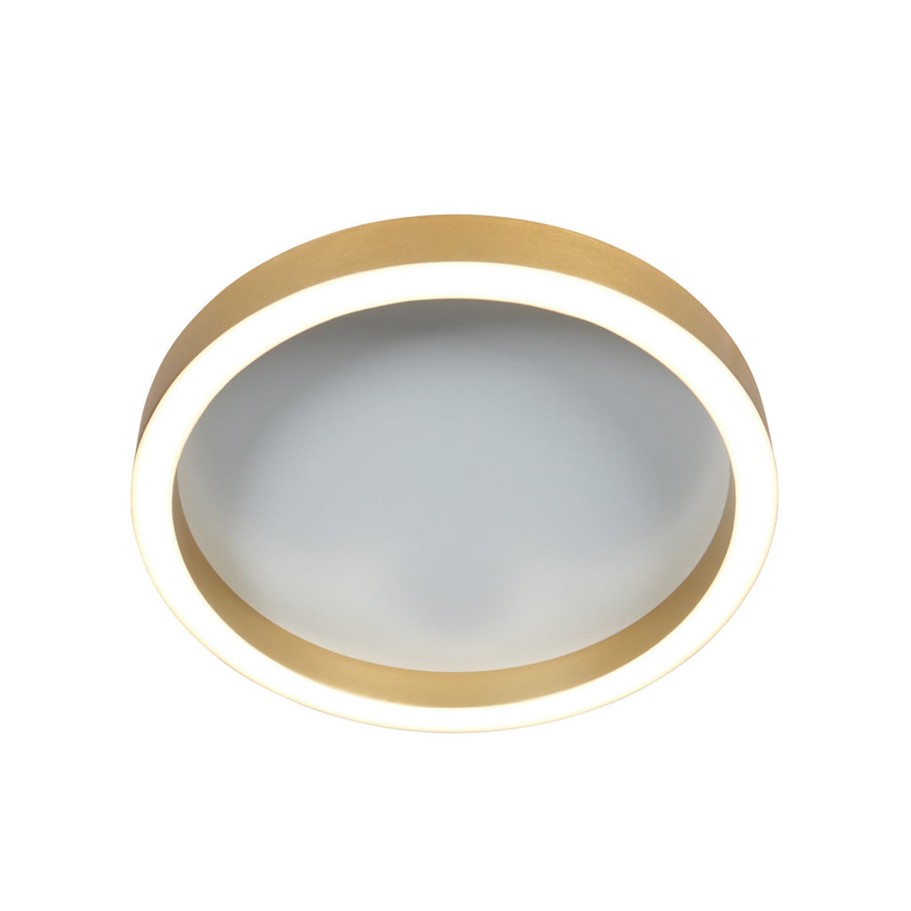 Nærbilde av LED taklampe Ringlux dimbar gull Ø30 cm 25W varmhvit