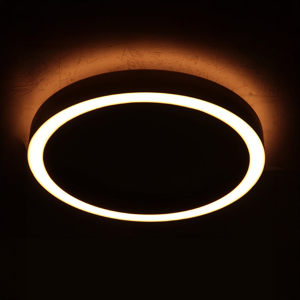 LED taklampe Ringlux dimbar gull Ø30 cm 25W varmhvit sideprofil