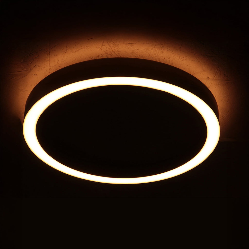 LED taklampe Ringlux dimbar stålgrå Ø30 cm 25W varmhvit med lys på