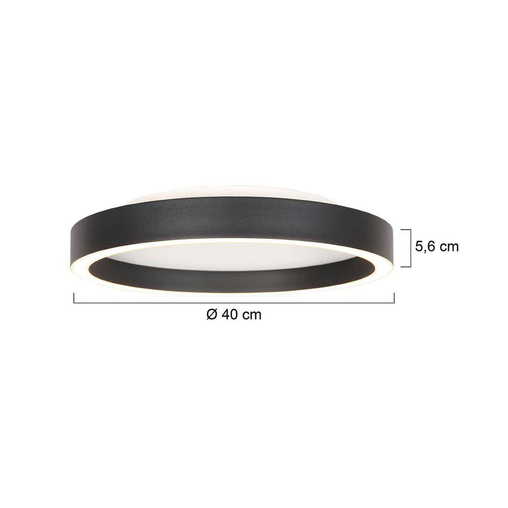 Detalj av LED taklampe Ringlux dimbar svart Ø40 cm 36W varmhvit