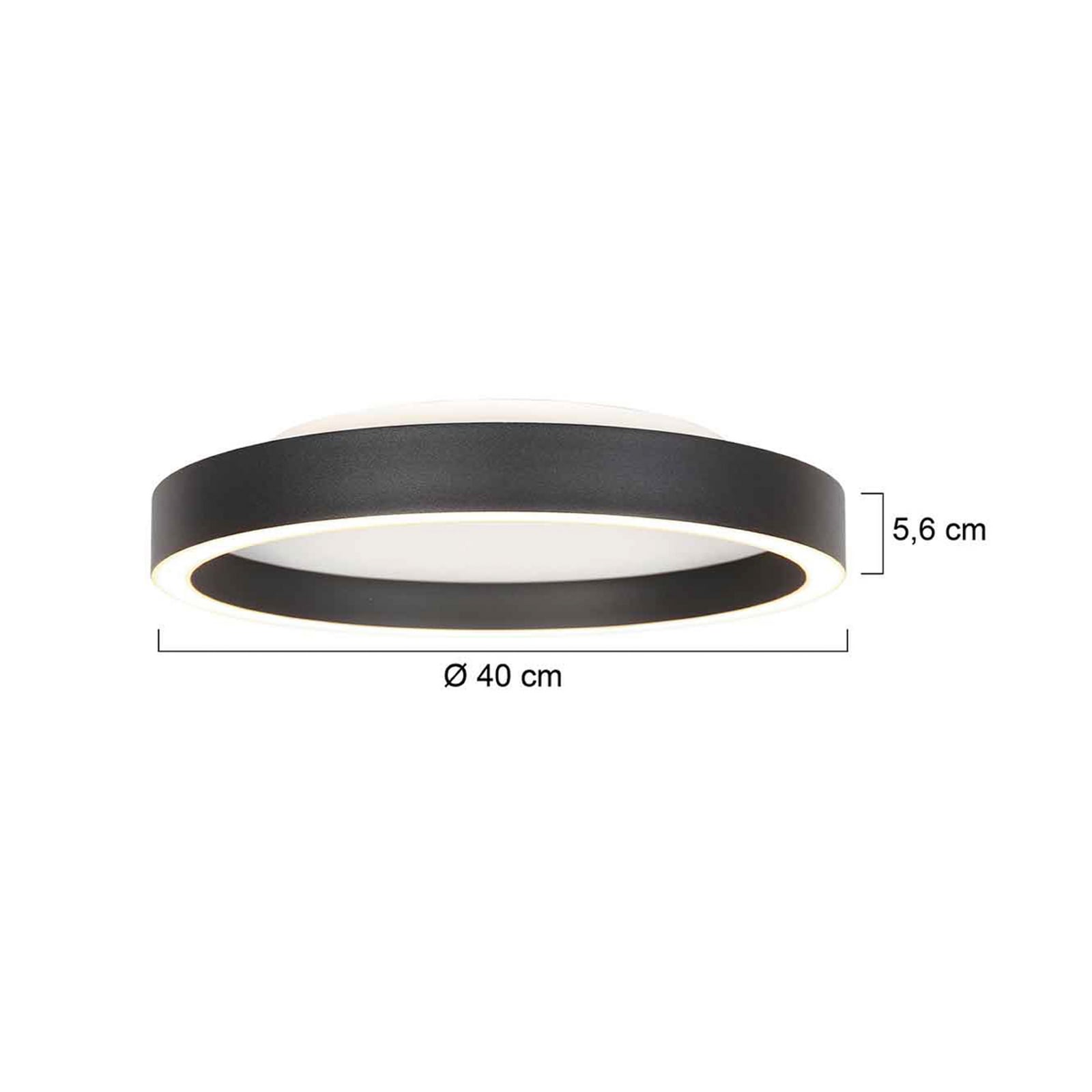 Detalj av LED taklampe Ringlux dimbar svart Ø40 cm 36W varmhvit