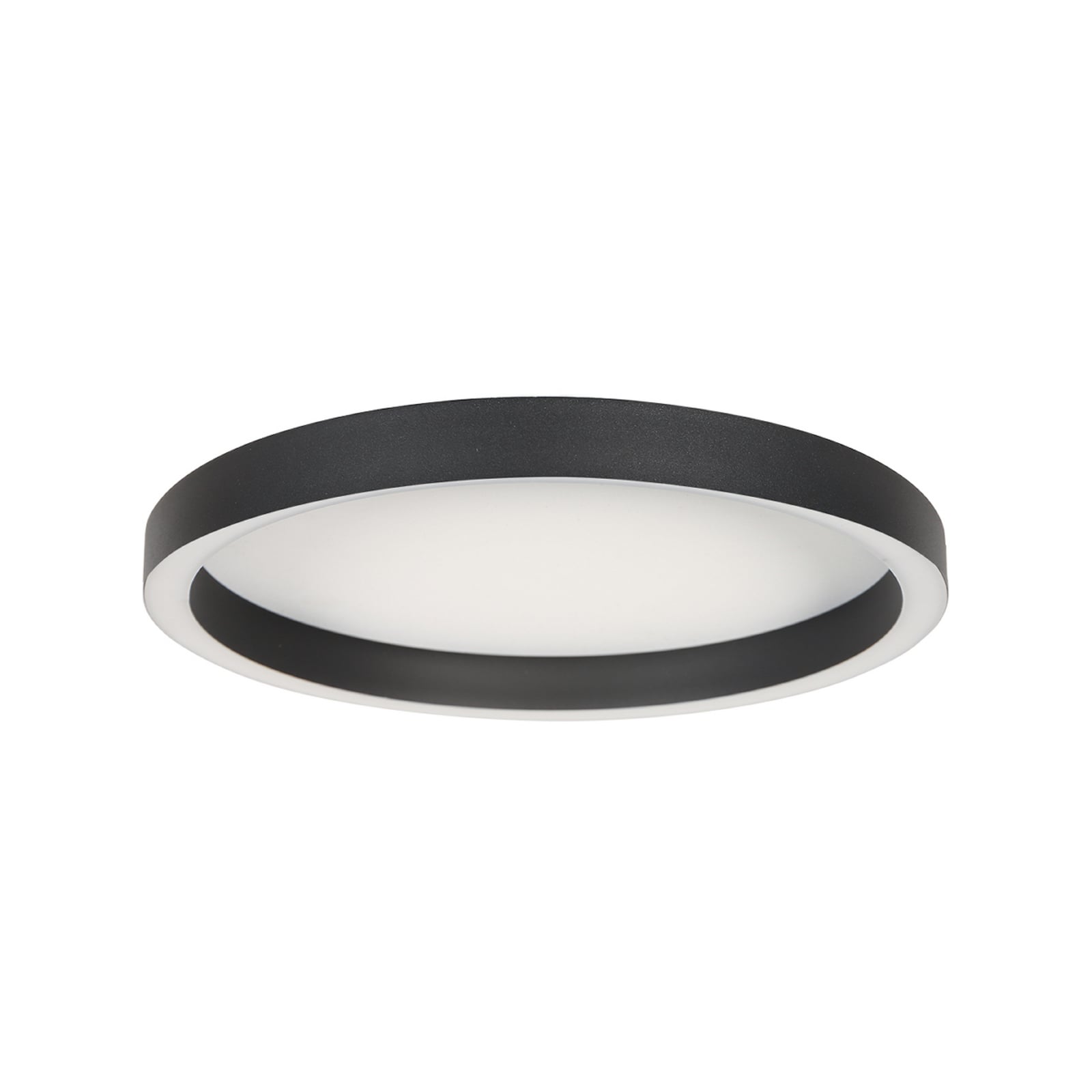 Montert LED taklampe Ringlux dimbar svart Ø40 cm 36W varmhvit i rom