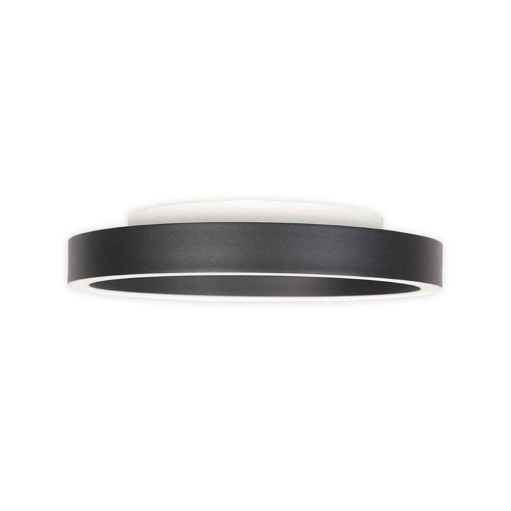 LED taklampe Ringlux dimbar svart Ø40 cm 36W varmhvit fra siden