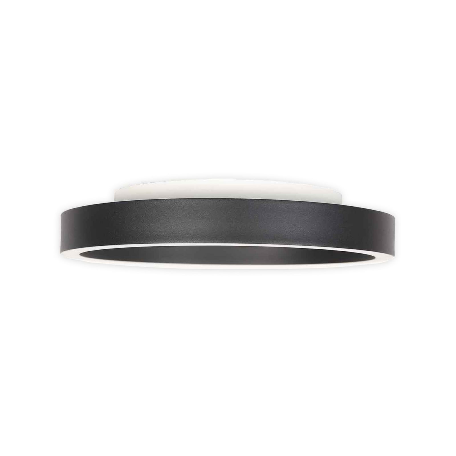 LED taklampe Ringlux dimbar svart Ø40 cm 36W varmhvit fra siden