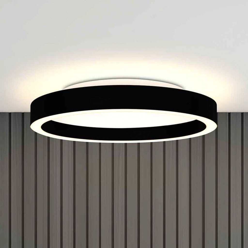 LED taklampe Ringlux dimbar svart Ø30 cm 25W forfra
